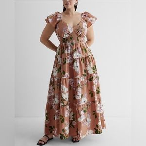 Express Poplin Tiered Magnolia Maxi Dress